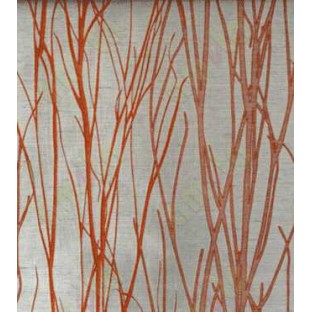 Orange Grey Twigs Design Poly Main Curtain Designs